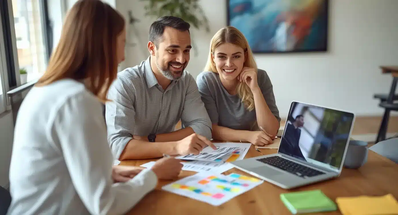 Marketeer werkt met AI-tools op laptop voor marketingstrategie