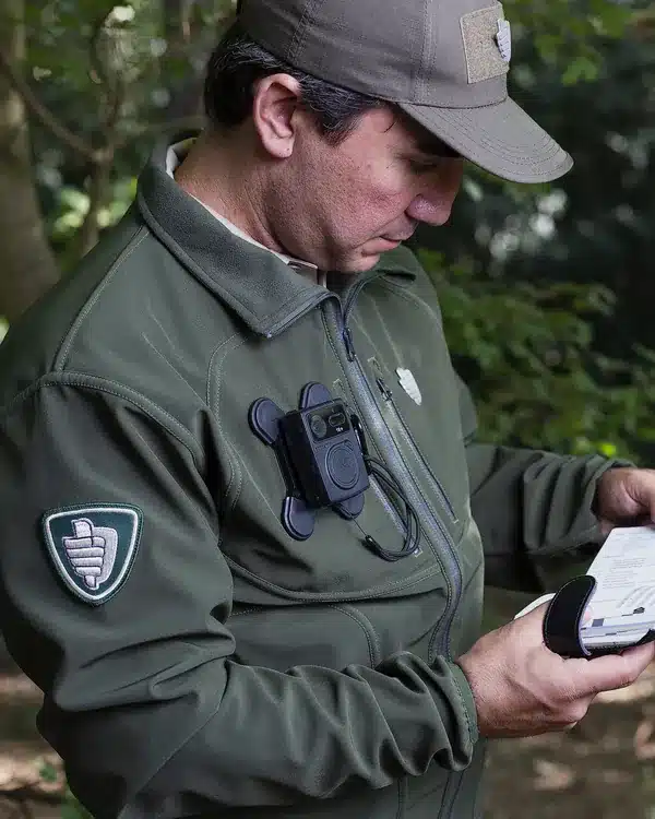 Boswachter met een ZEPCAM bodycam tijdens een controle